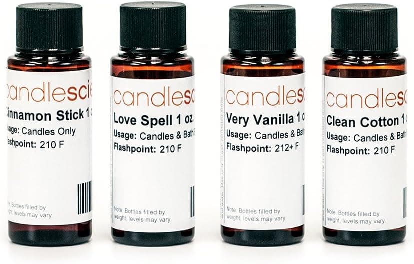 CandleScience Candle Scent Classics Fragrance Sampler, 4 Bottles