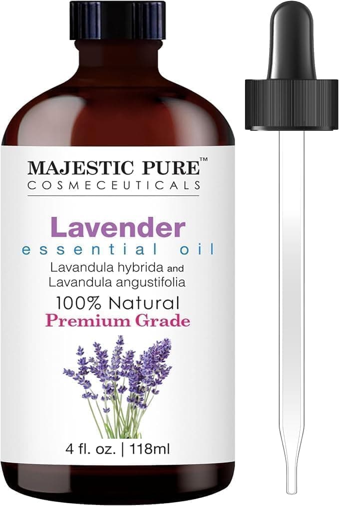 Majestic Pure Lavender Essential Oil for Diffuser - 4 Fl Oz - 100% Natural Essential Oils Ideal for Relaxing Tense Mood, Eliminating Odor