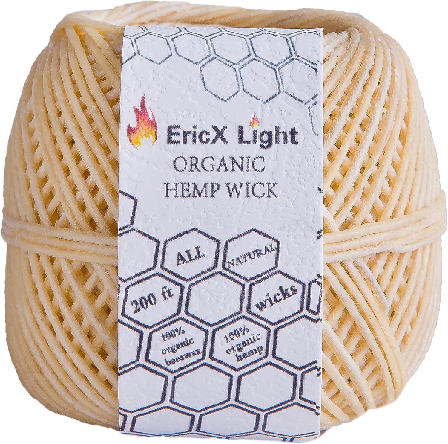 EricX Light Beeswax Hemp Wick, 200 ft Spool, Organic Hemp Wick Well Coated with Beeswax, Standard Size 1.0mm