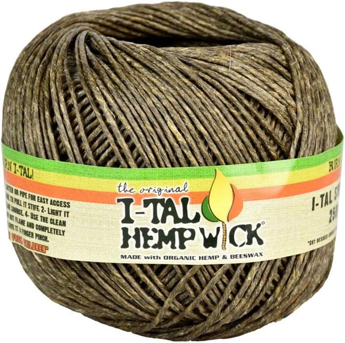 I-Tal Hemp Wick Spool Made of Organic Hemp and Bees Wax, 250 ft of Wick