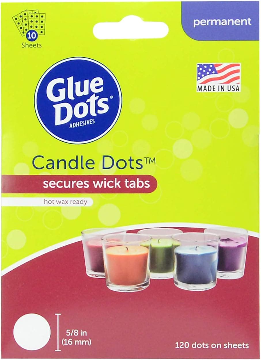 Glue Dots Candle Dots, Double-Sided, 5/8 inch, 120 Dots, Hot Wax Ready, Clear