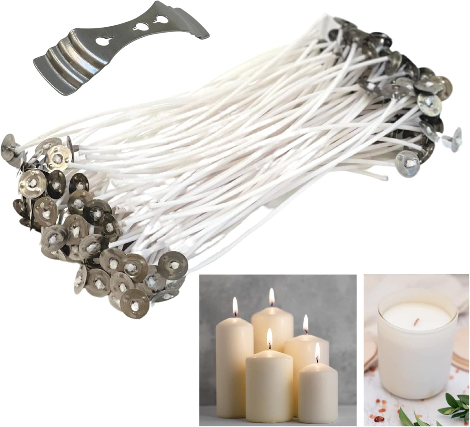 Cotton Wicks for Candle Making, Prewaxed Low Smoke Natural Candle Wicks Bulk, 6 Inch, 120 Pieces