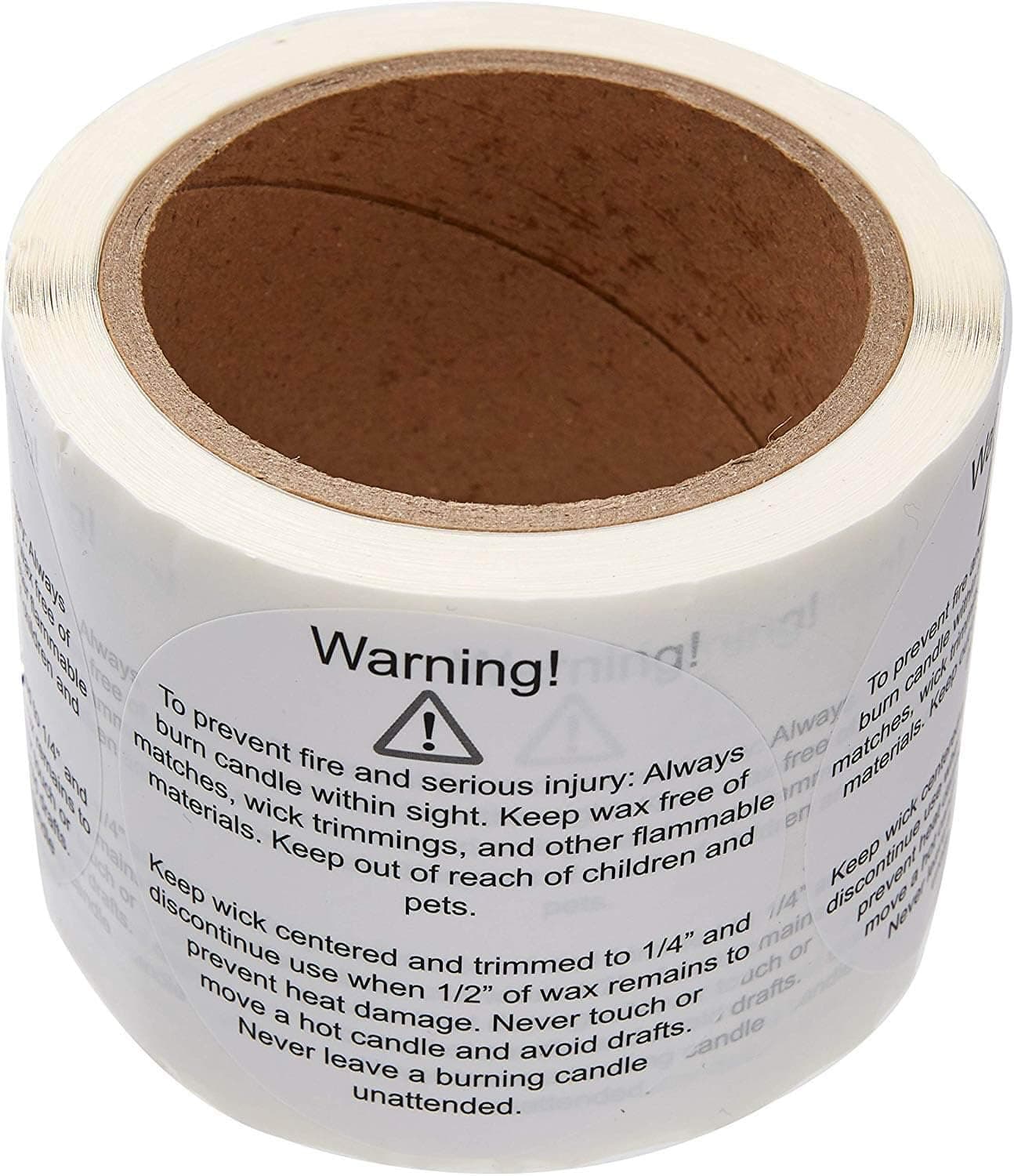 Candle Warning Labels Stickers for Large Jars Containers 3 in Circles (250/Roll) Perfect for Votive, Beeswax, Soy, or Pillar Wax