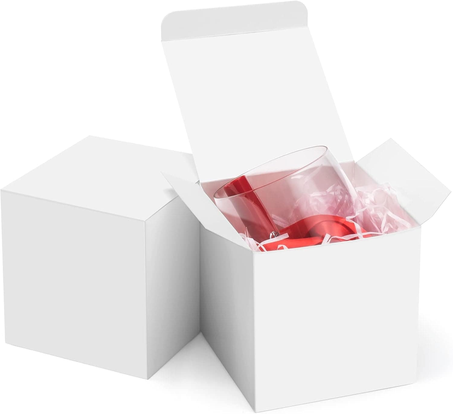 ValBox 4x4x4 White Gift Boxes 50PCS Kraft Paper Boxes with Lids for Gifts, Crafting, Cube, Easy Assemble Boxes