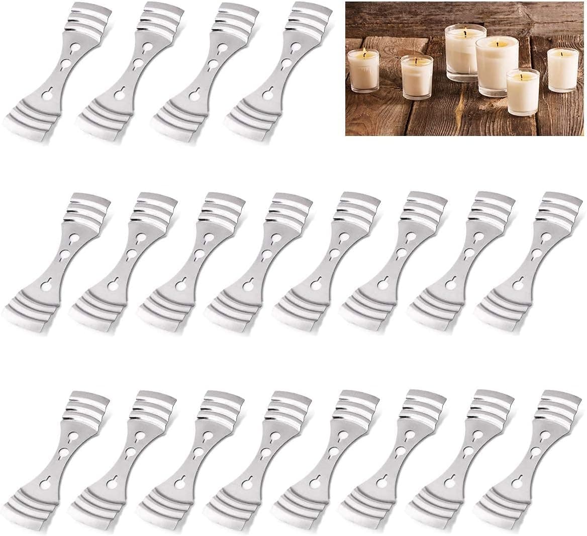 20pcs Candle Wick Holders for Candle Making, Metal Stainless Steel Candle Wick Clips
