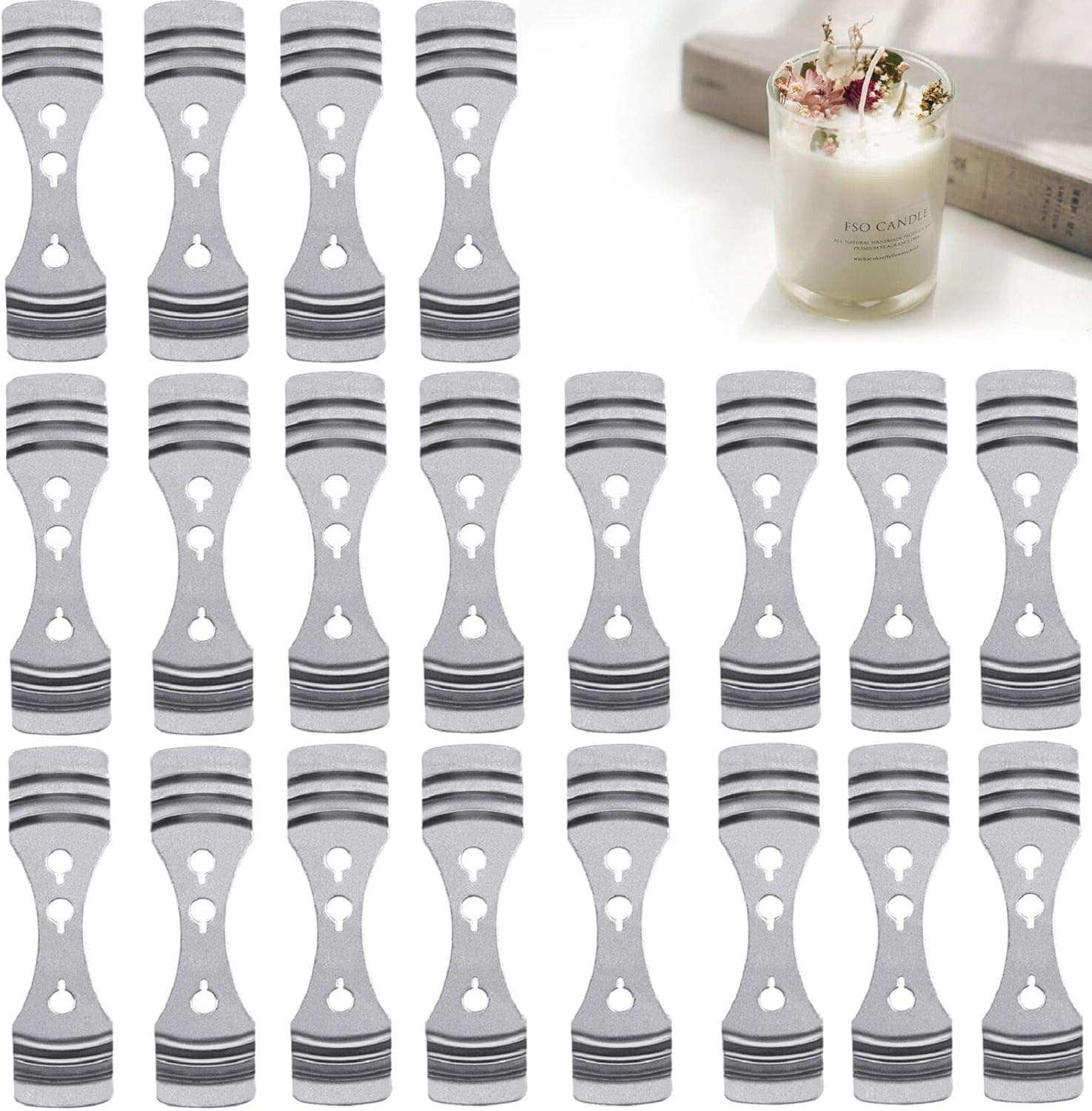 DINGPAI 20pcs Metal Candle Wick Centering Devices, Silver Stainless Steel Candle Wick Holder