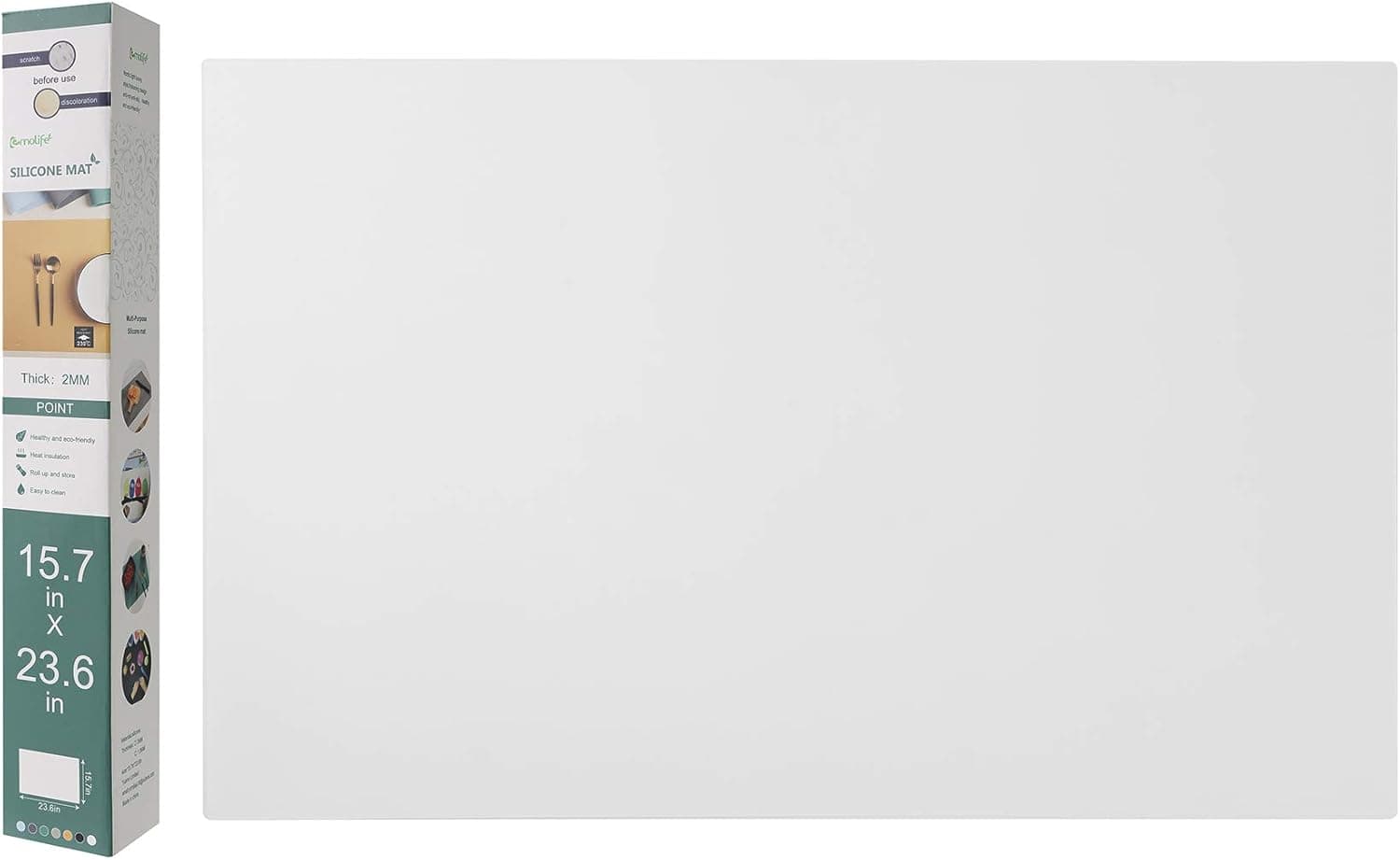 Silicone Mat for Kitchen Counter, Heat Resistant Nonskid Table Mat, Countertop Protector, Thick 2MM, XL Large