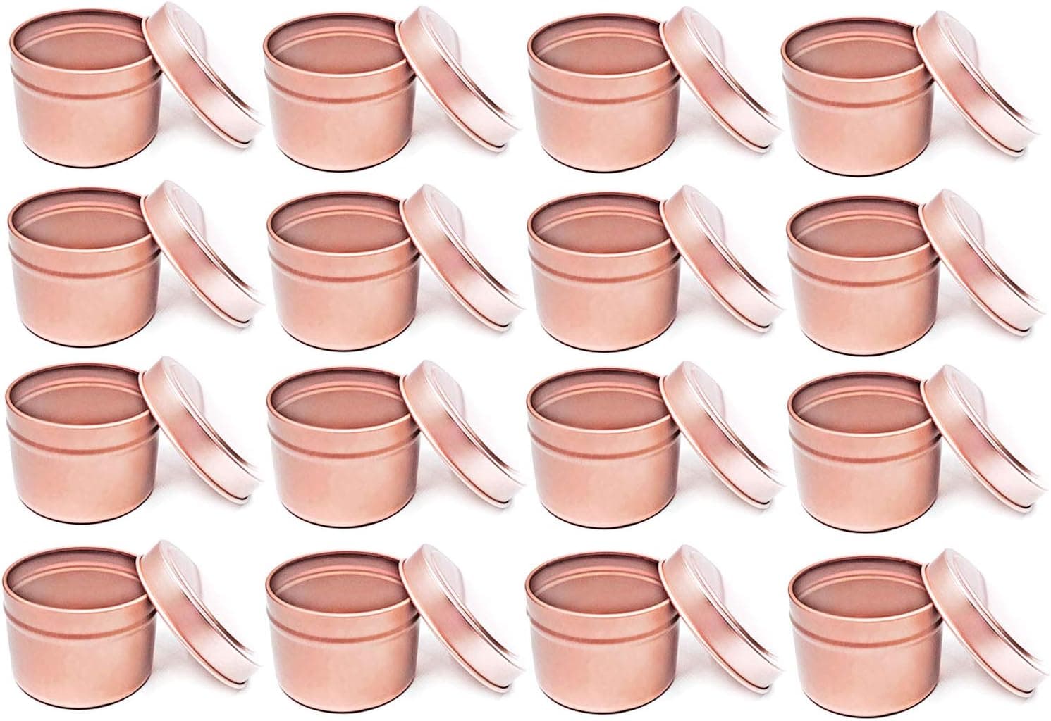 Sanviatime 16pc Rose Gold Candle Tins with Lids - DIY Candle Making Kit for All Ages, Modern Style