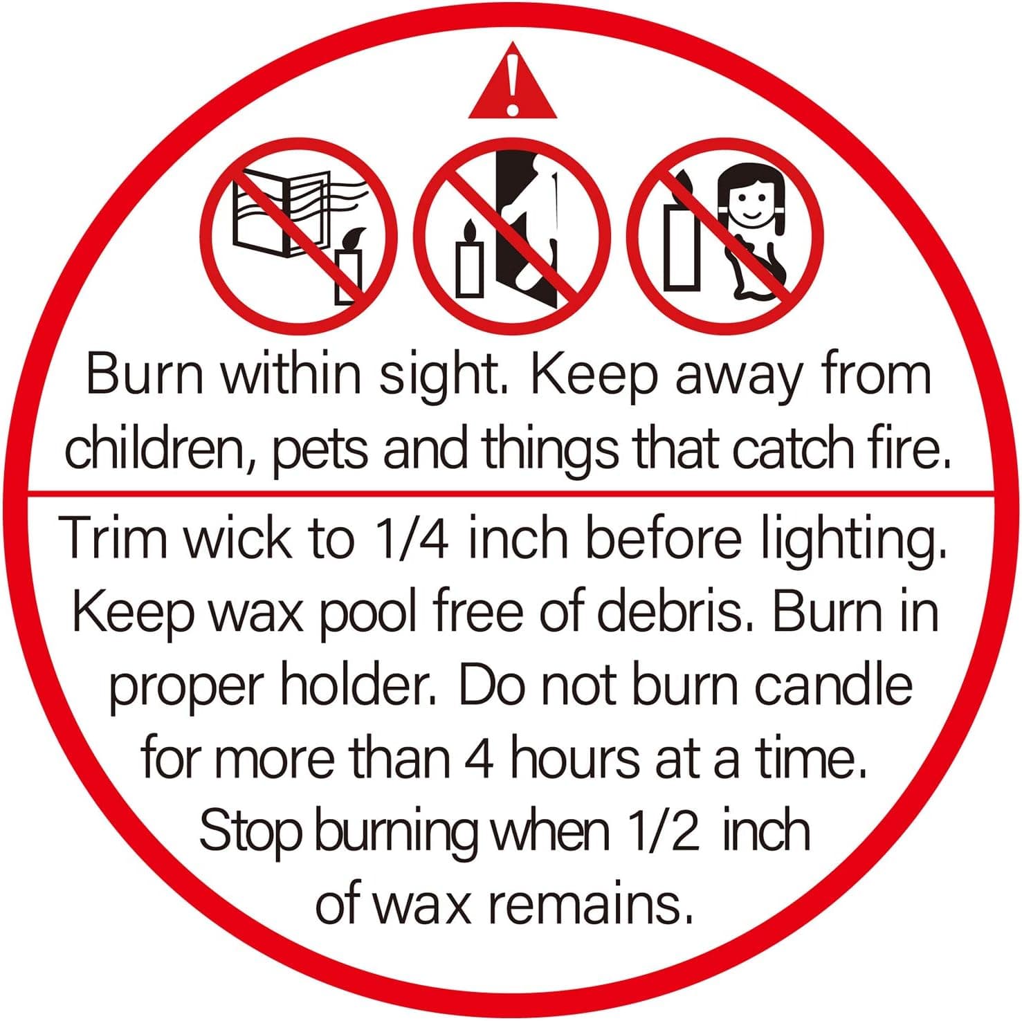 2 inch Large Candle Warning Labels with Prohibition Icon, 500 Pieces Candle Jars Stickers for Making Candles Soy Wax