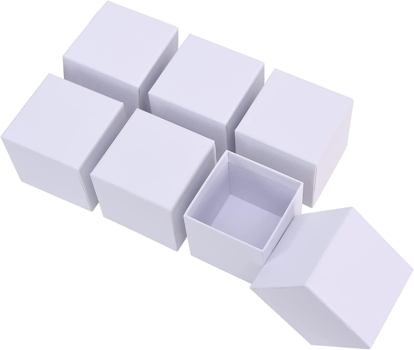 Dasofine Gift Boxes with Lids 6pcs, 4 x 4 x 3.8 White Kraft Gift Boxes for Presents, Square Gift Box, Candle Box