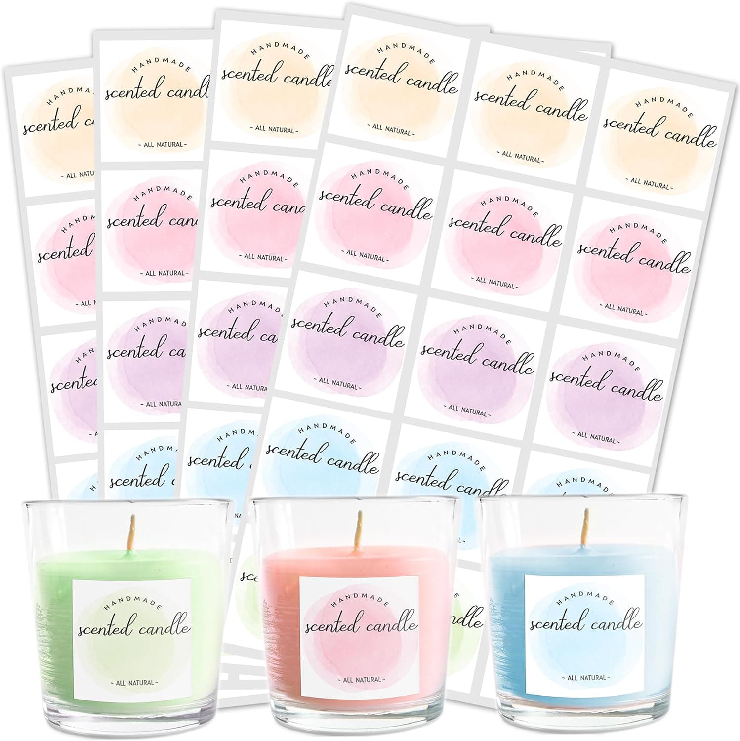 Scented Custom Candle Labels (300pcs) 2 in Square Handmade Blank Stickers, Waterproof for Tins, Glass Jars, Containers, Soy Wax Melts