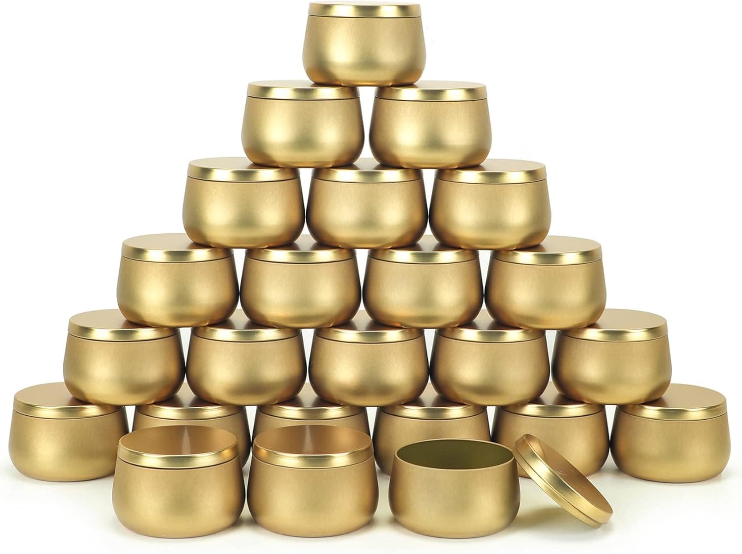 NEXBEXES 8oz Candle Tins with Lids, Gold Candle Jars, Bulk Candle Tins for Making Candles, 24 Pack Gold