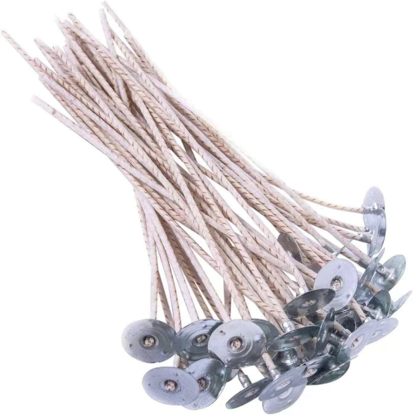 100pcs ECO 16 Wicks for Soy Candles, 6 inch Pretabbed Candle Wicks with CD 22 Thick Candle Wick and Base