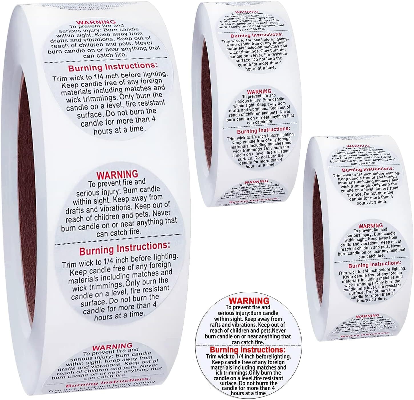 1500 pcs Candle Warning Labels, 1.5inch Candle Jar Container Stickers, Candle Safety Stickers for Candle Making DIY Candle Jars