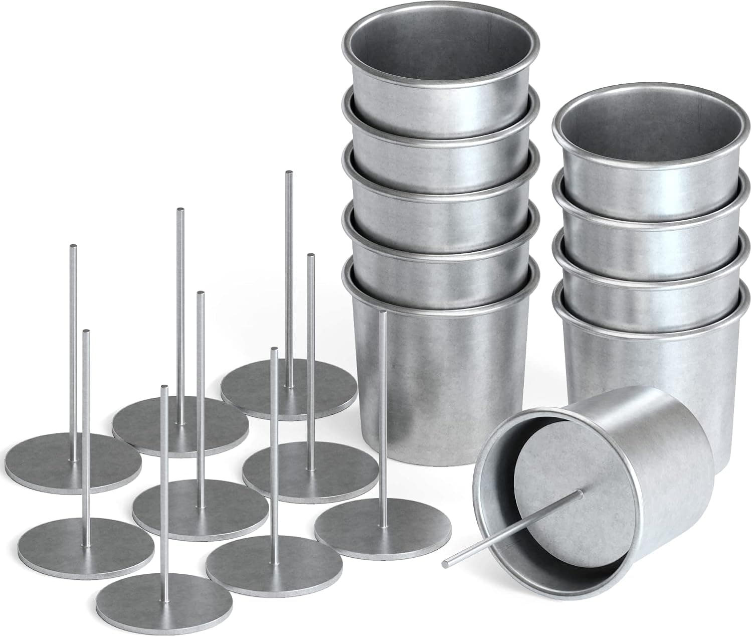 Votive Candle Molds Seamless Aluminum Steel Molds with 10 Wick Pins