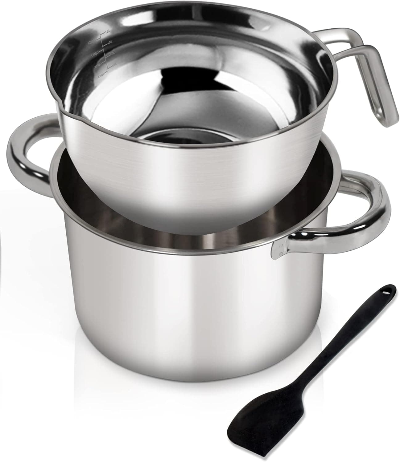 1.1QT Double Boiler Chocolate Melting Pot with 2QT 304 Stainless Steel Pot, Stovetop and Dishwasher Safe