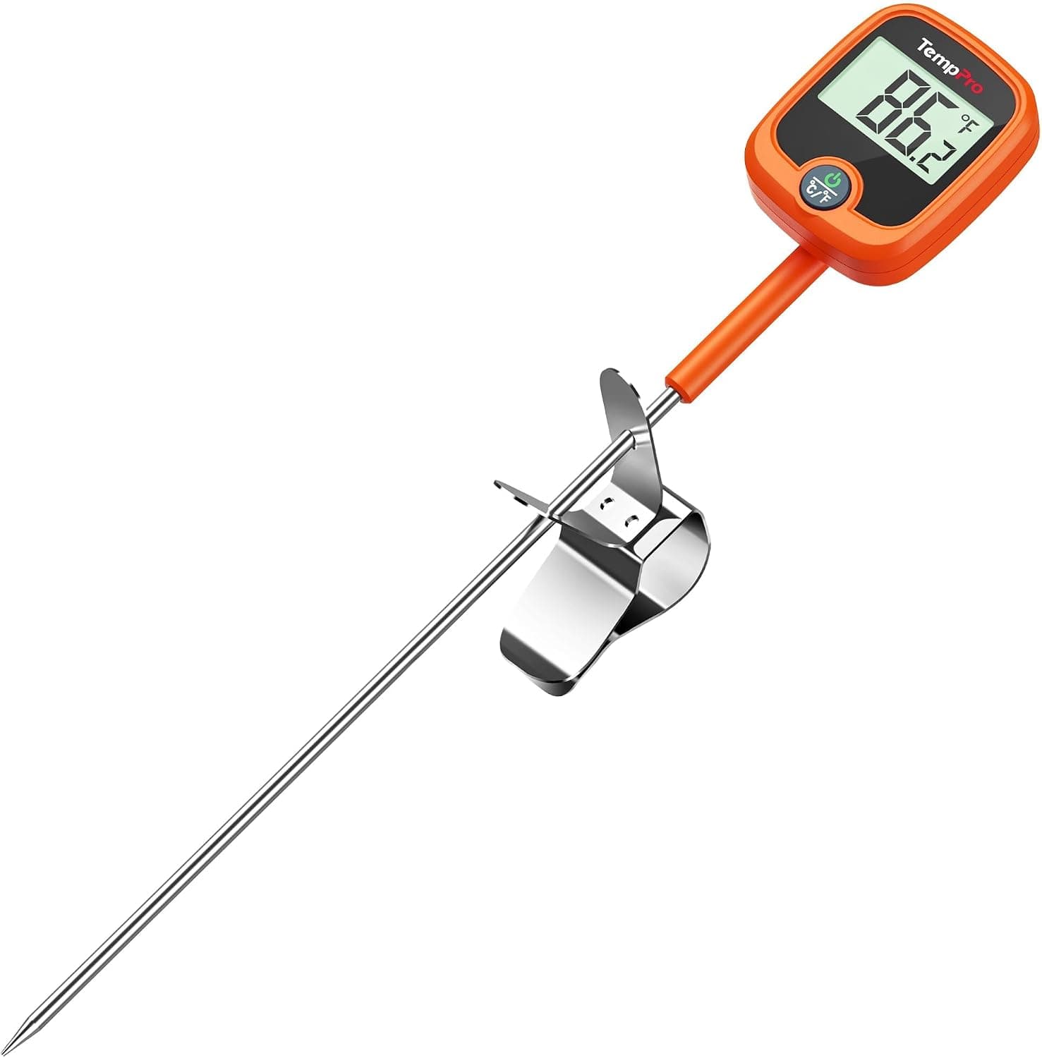 TempPro TempDip 1 Sec Candy Thermometer Digital with Pot Clip & Large LCD, 10 Inch Long Probe Instant Read