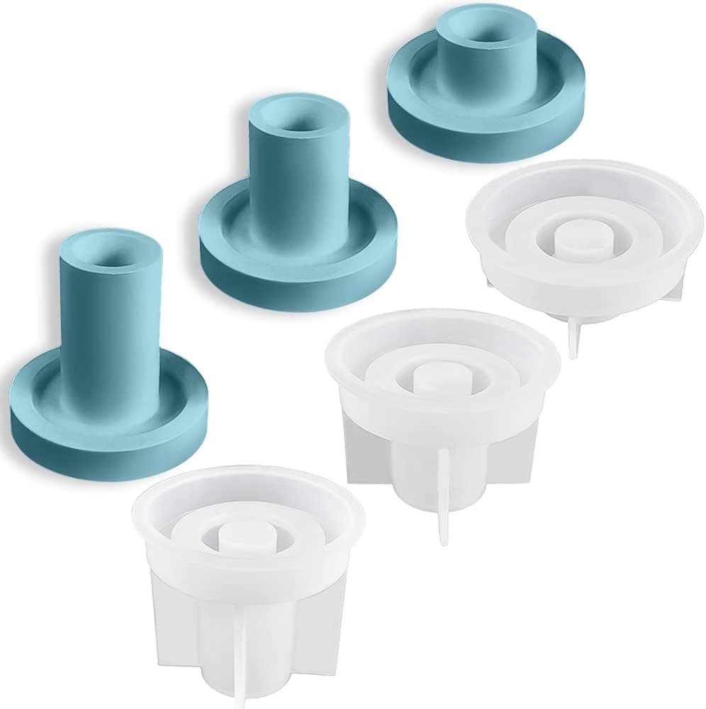 Taper Candle Mold, 3pcs Silicone Candle Holder Molds for DIY Candle Holder, Candlestick Moulds for Making Cement Taper Candle Holder