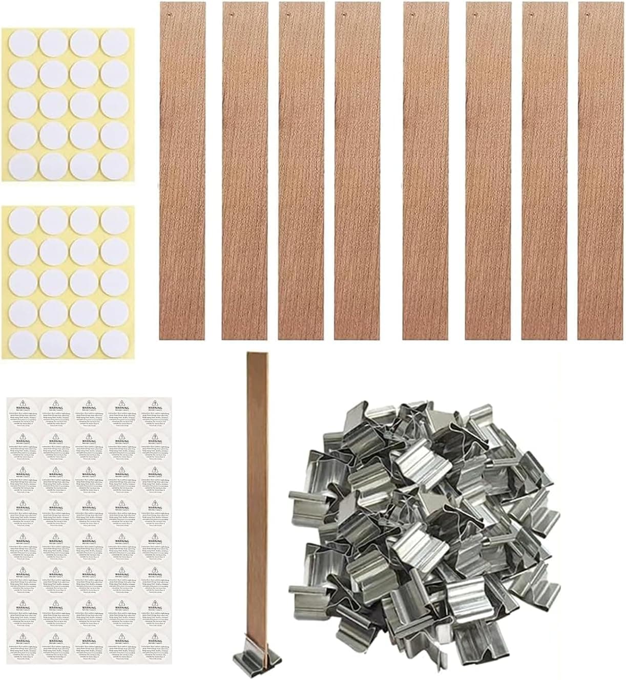 230 PCS Wooden Candle Wicks for Candle Making, Natural Wood Wicks with Wick Stickers and Wick Clips