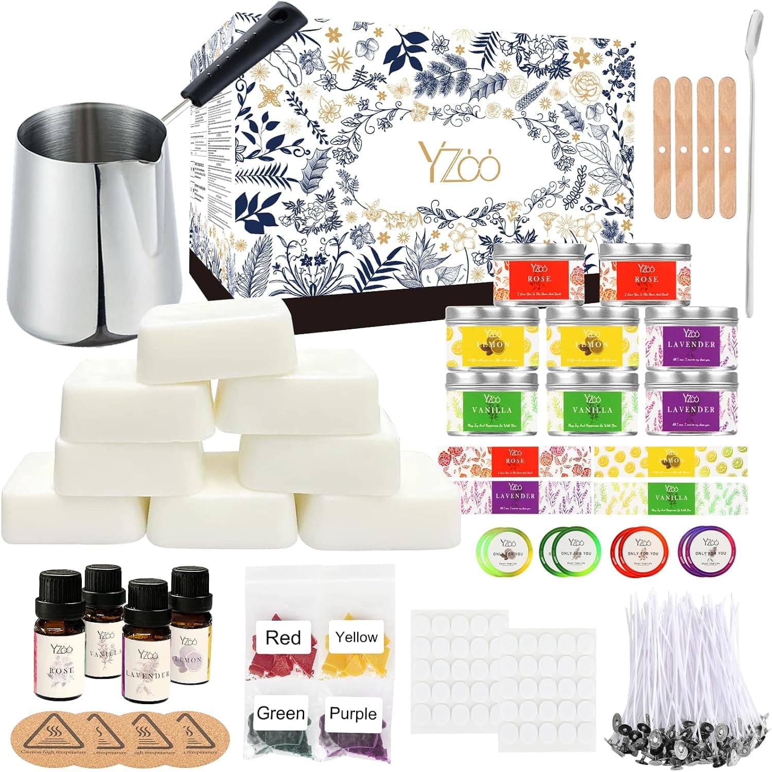 Complete Candle Making Kits for Adults Beginners, DIY Candle Making Supplies Include Soy Wax, Wax Melter, Scents, Dyes, Wicks, Candle Tins