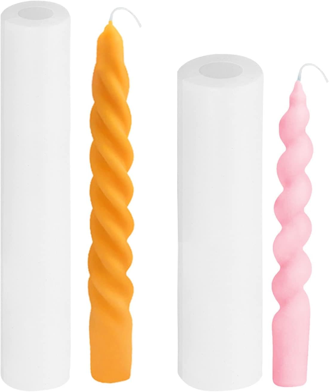 PATIKIL 2Pack 3D Taper Candle Making Mold, Spiral Taper Candle Mold Long Twisted Silicone Candle Mold for Wax Soap Craft Plaster Resin Making Home Decor