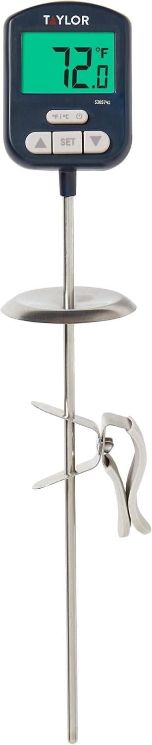 Taylor Digital Premium High Heat Resistant Candy Thermometer with Pan/Kettle Clip, Heat Shield and Backlit Display
