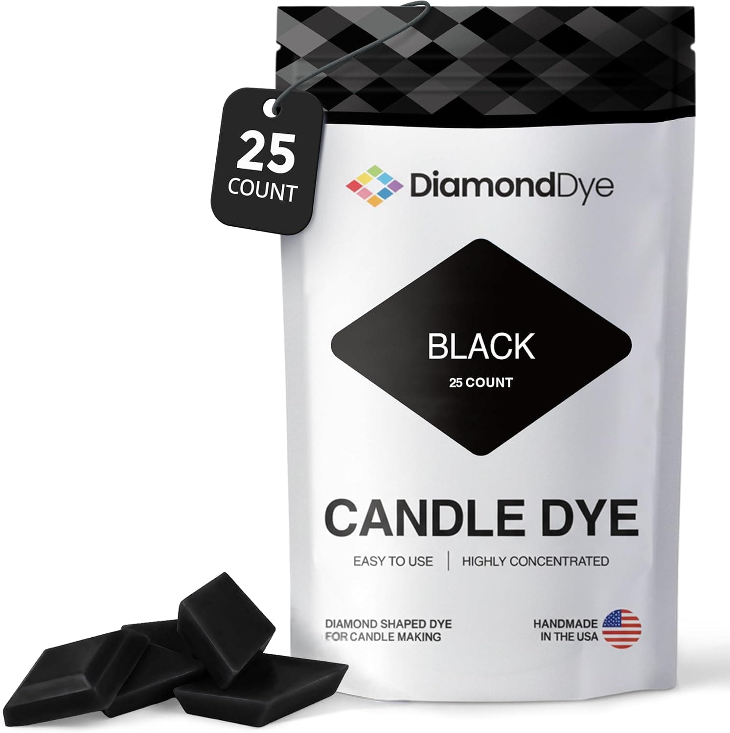 Black Candle Dye - Made in The USA - Safe and Easy to Use - Premium Candle Making Supplies - Designed for Candle Wax - 25 Dye Chips
