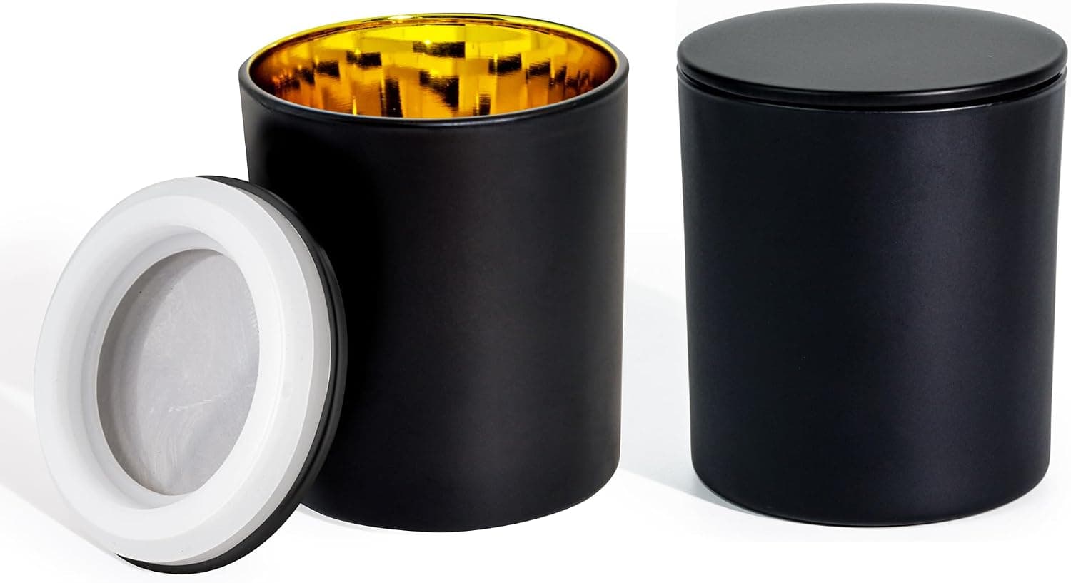 Bulk Candle Jars for Candle Making, Luxury Container with Electroplated Interior, 12PCS Vessel with Metal Lids Empty Jars - Gold Inner