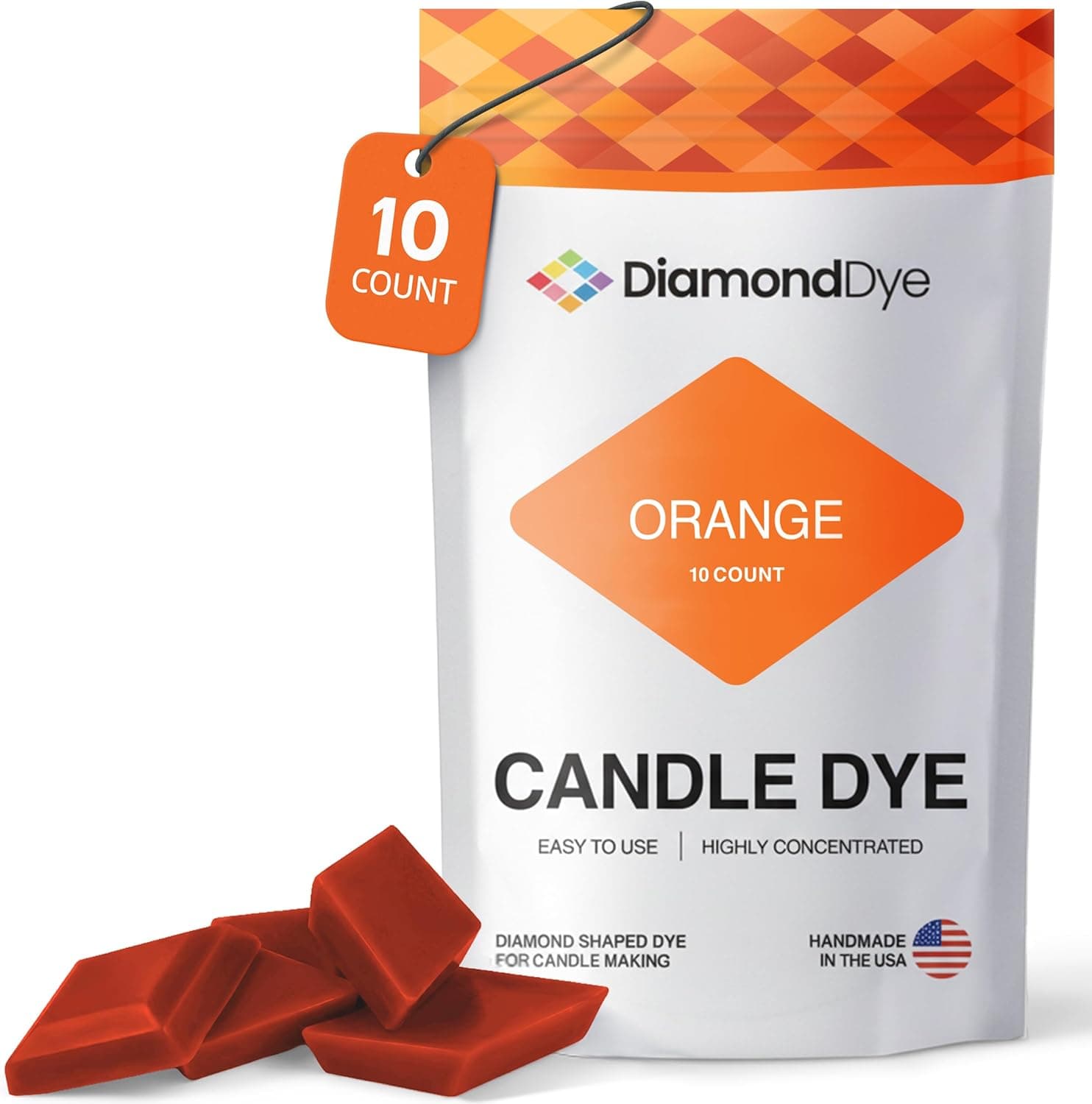 Orange Candle Dye - Made in The USA - Safe and Easy to Use - Premium Candle Making Supplies - Designed for Candle Wax - 10 Dye Chips