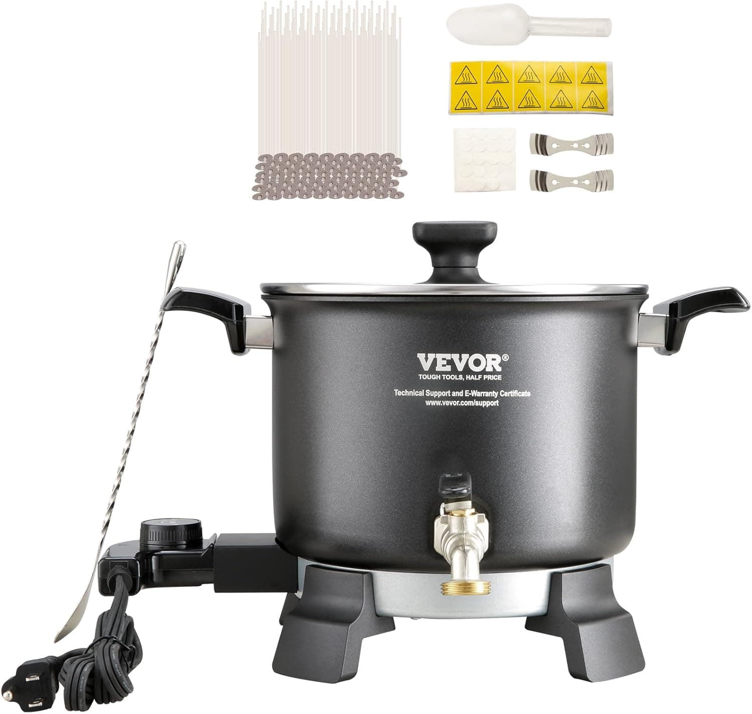 VEVOR 8Lbs Wax Melter for Candle Making, Large Electric Wax Melting Pot, 4-Level Temperature Control, Easy Pour Spout