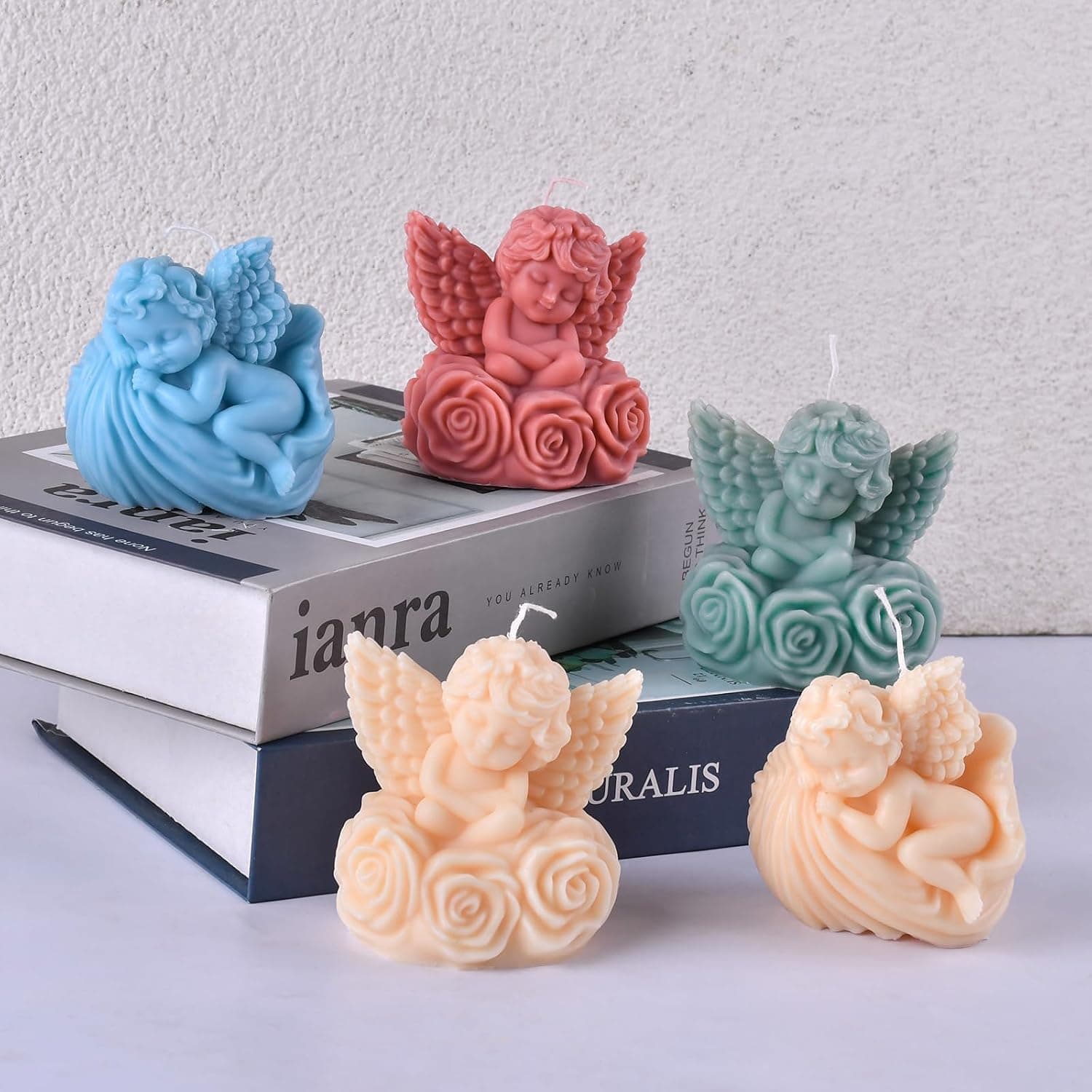 HOMYCOCO Roma Pillar Silicone Candle Mold with Wick Pin and 50 Wicks Epoxy Wax Molds Silicone Shapes Taper Mold for Candle Craft Making Gift Decoration