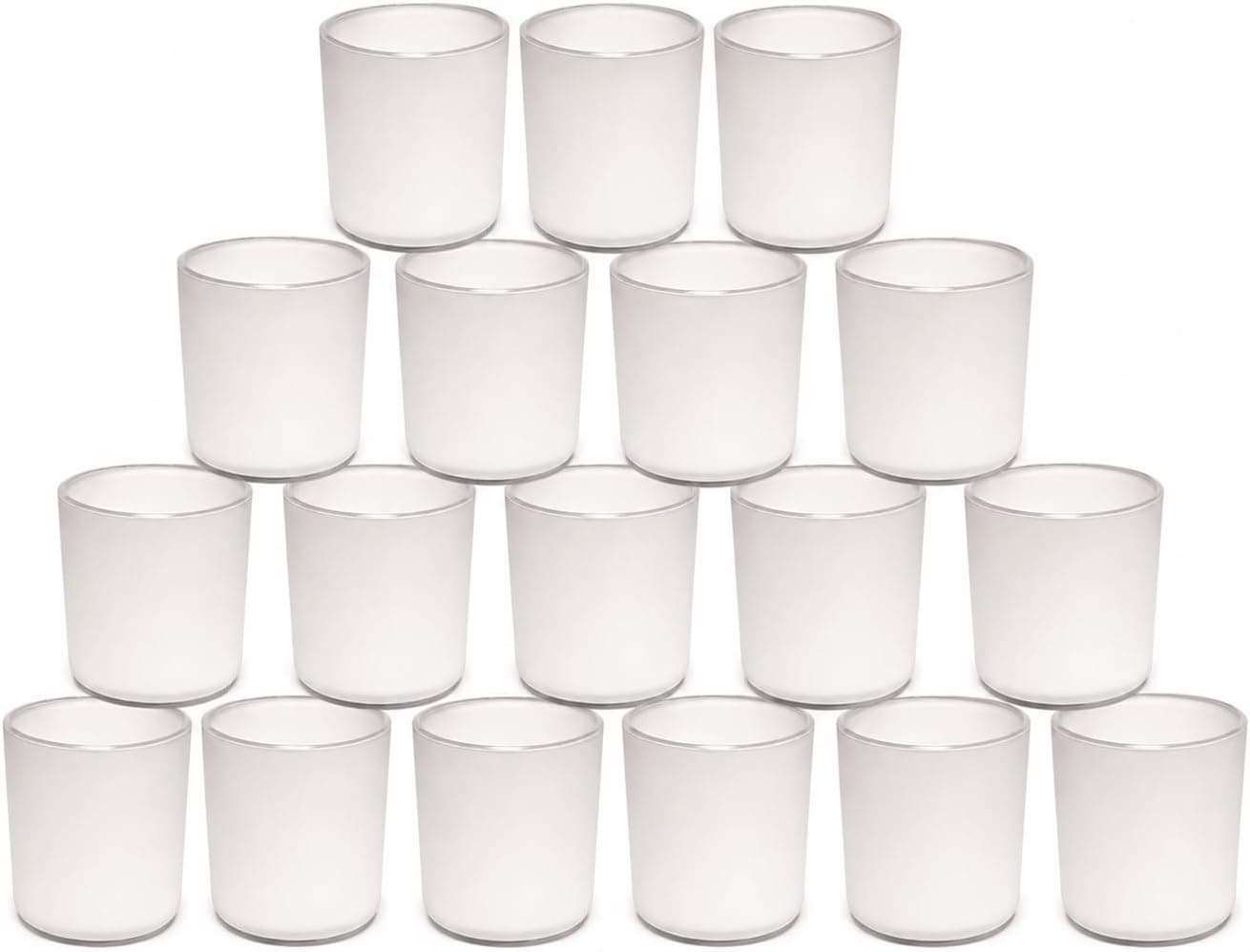 Case of 24 Classic Candle Containers Bulk by VAVERA - Matte White Translucent 12oz Aura Candle Glass Jars for Making Candles