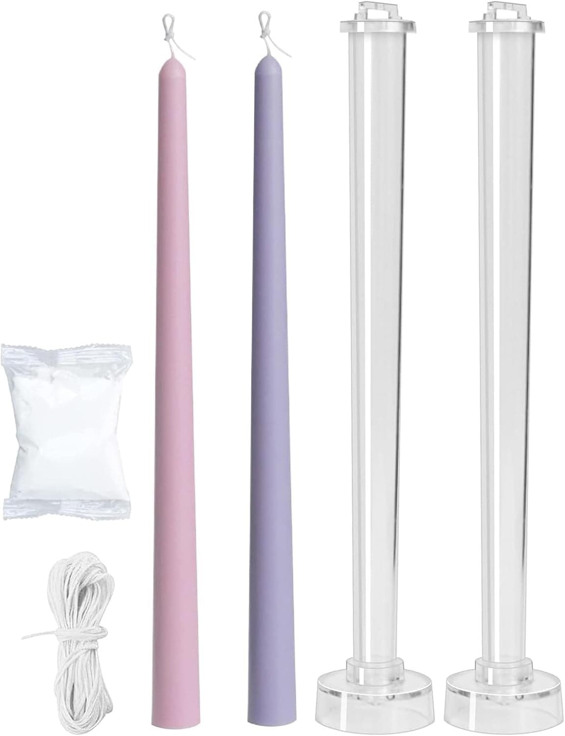 2-Pack Taper Candle Molds for Candle Making, Clear Plastic Pillar Candlestick Candle Mold, Classic Tall Taper Mold for Church Christmas Candlelight Dinner (12.87 inch)