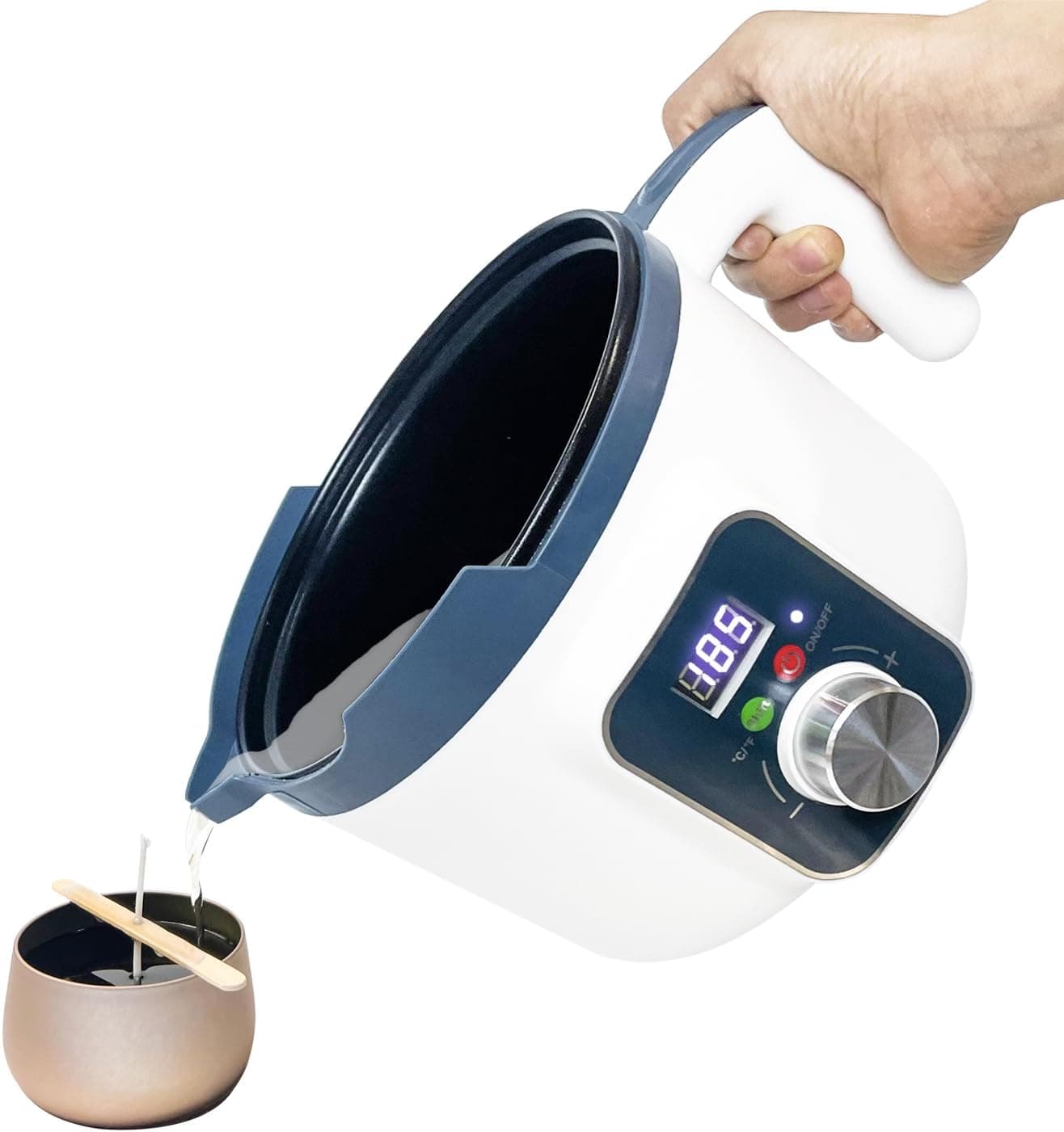 Digital Candle Melting Pot with Spout, Electric Wax Melter with Temperature Control 80-210F and Auto Shut-Off