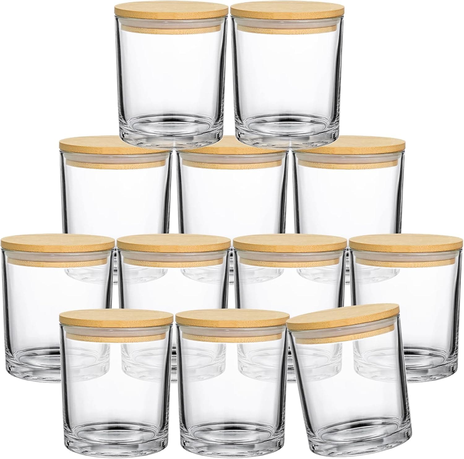 SUPMIND 12 Pack 14 fl.oz Glass Candle Jars, Clear Empty Vessels with Bamboo Lids for Making Candles