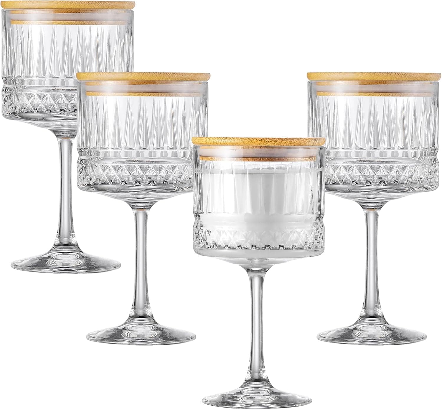 Candle Jars for Making Candles, 4Pcs Vintage Thick Glass Candle Jars 16 OZ, Empty Candle Jars with Bamboo Lids for Candle Making, Candle Containers, Clear