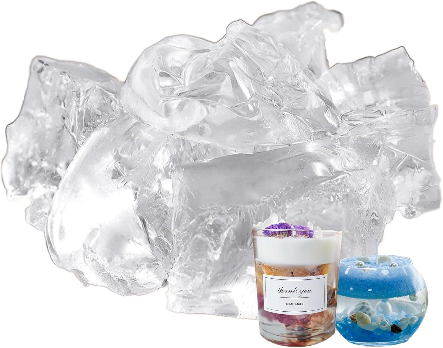 CoolCrafts 5 Pounds Transparent Gel Wax for Candle Making, Clear Jelly Candle Wax for Decorative Projects