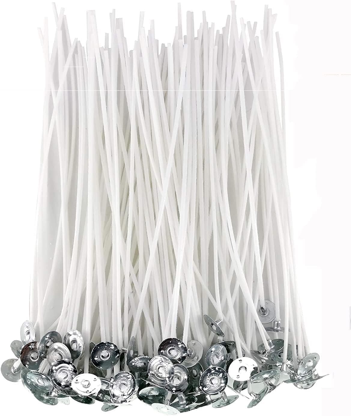 100 Pcs Cotton Candle Wick Low Smoke 6 Inch Pre-Waxed Cotton Wick with Tabs Natural Candle Wick