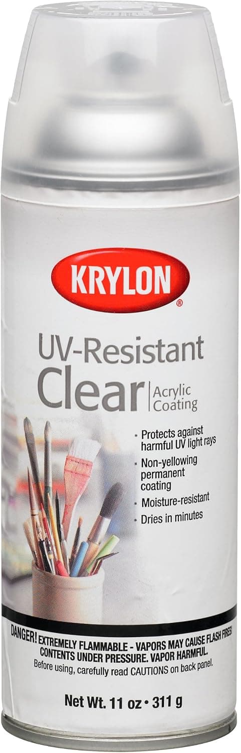 Krylon K01305007 UV-Resistant Clear Coating Spray Paint, Clear Gloss, 11 oz