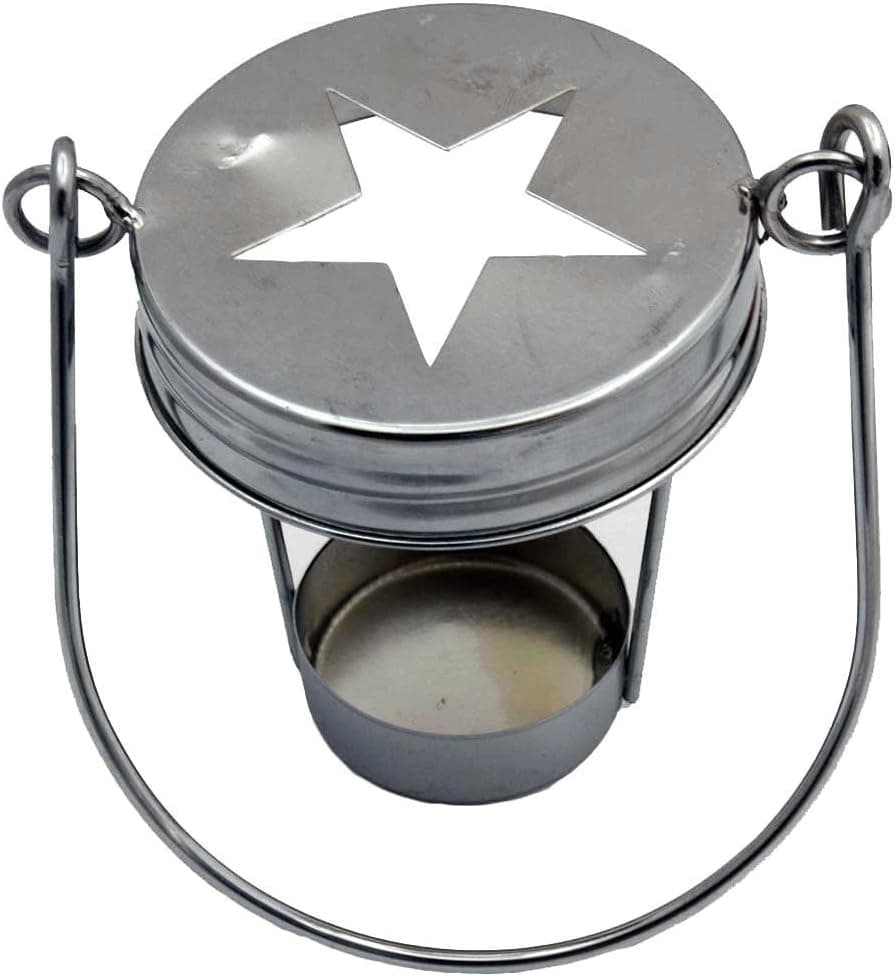 Star Cutout Tea Light Candle Holder Lids for Regular Mouth Mason Jars (3 Pack, Silver with Handle)