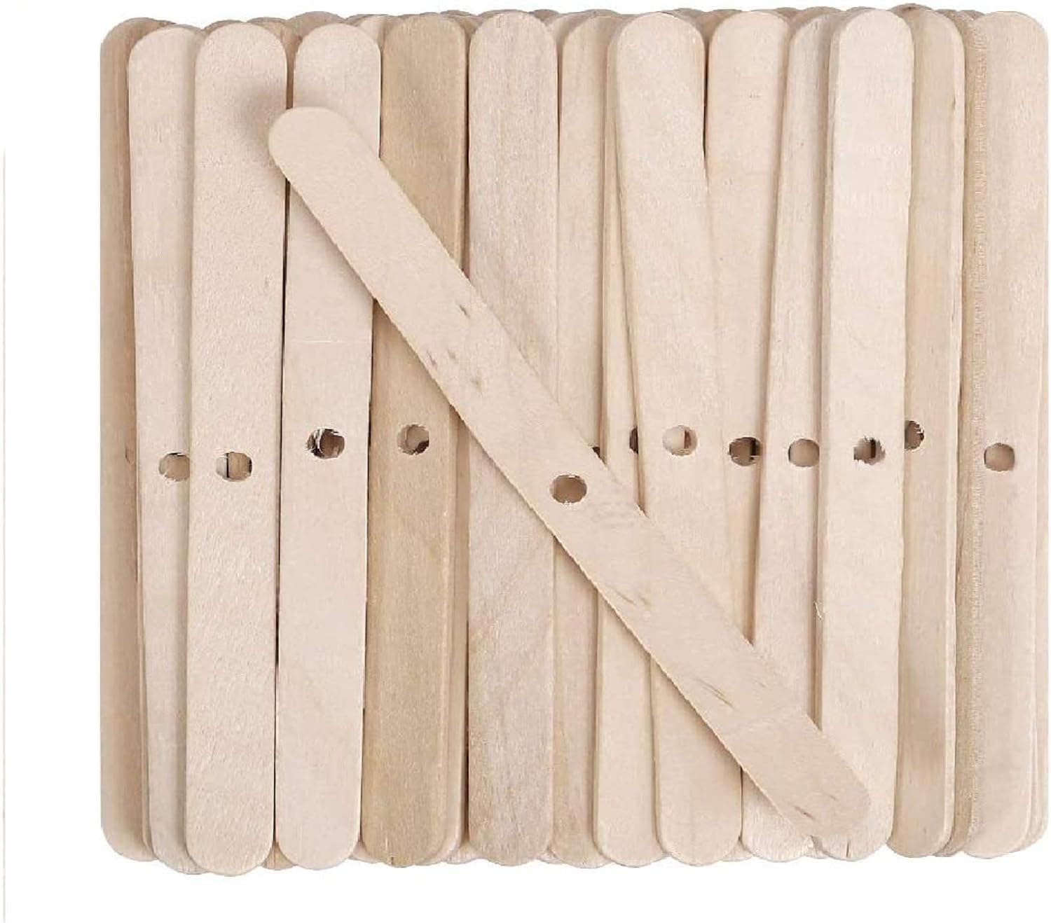DINGPAI 100pcs Wooden Candle Wick Holders, Candle Wick Bars and Wick Clips for Candle Making