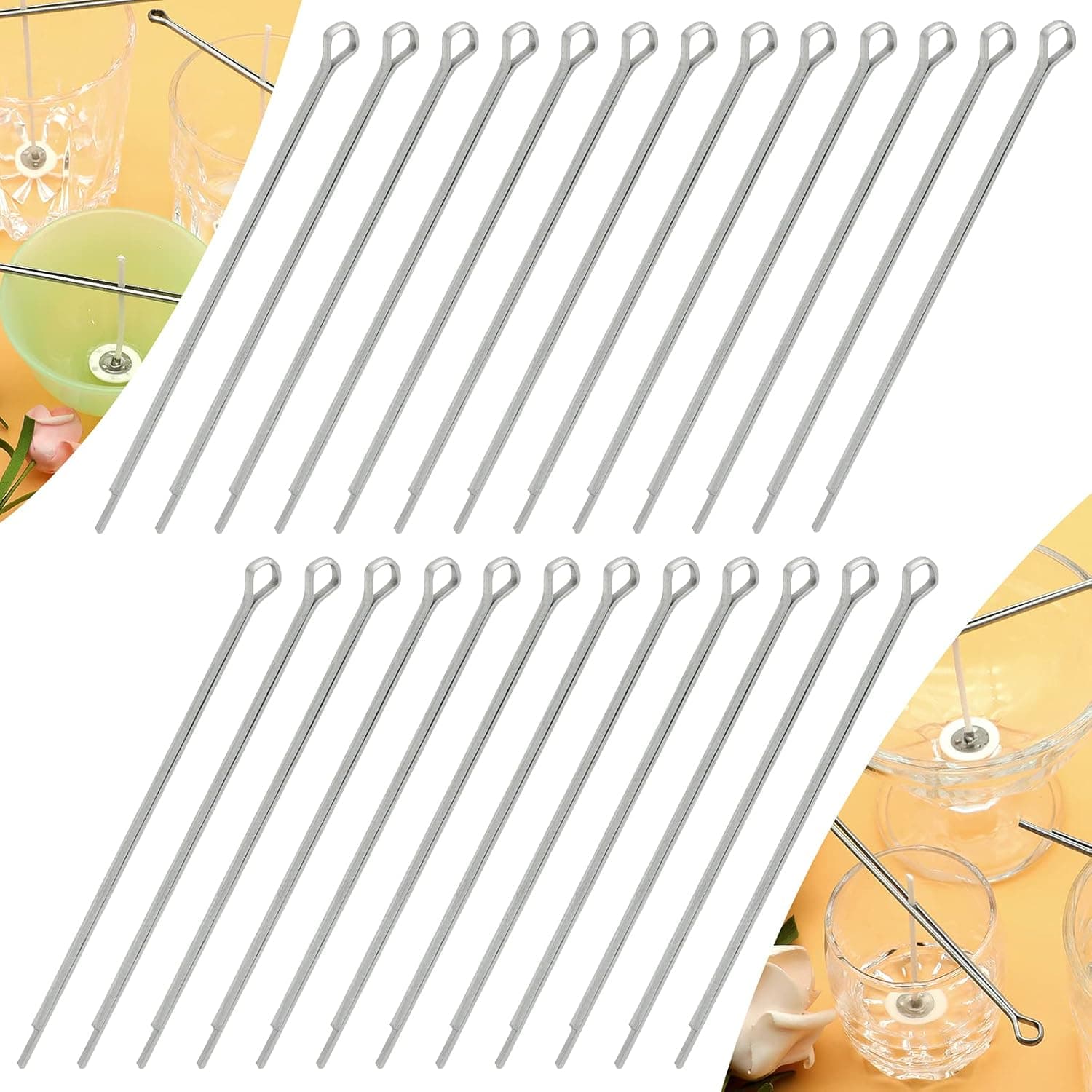 RAPUDA Candle Wick Holders, 4.7 Inch Wick Holders for Candle Making, 25 Pcs Metal Wick Centering Tool