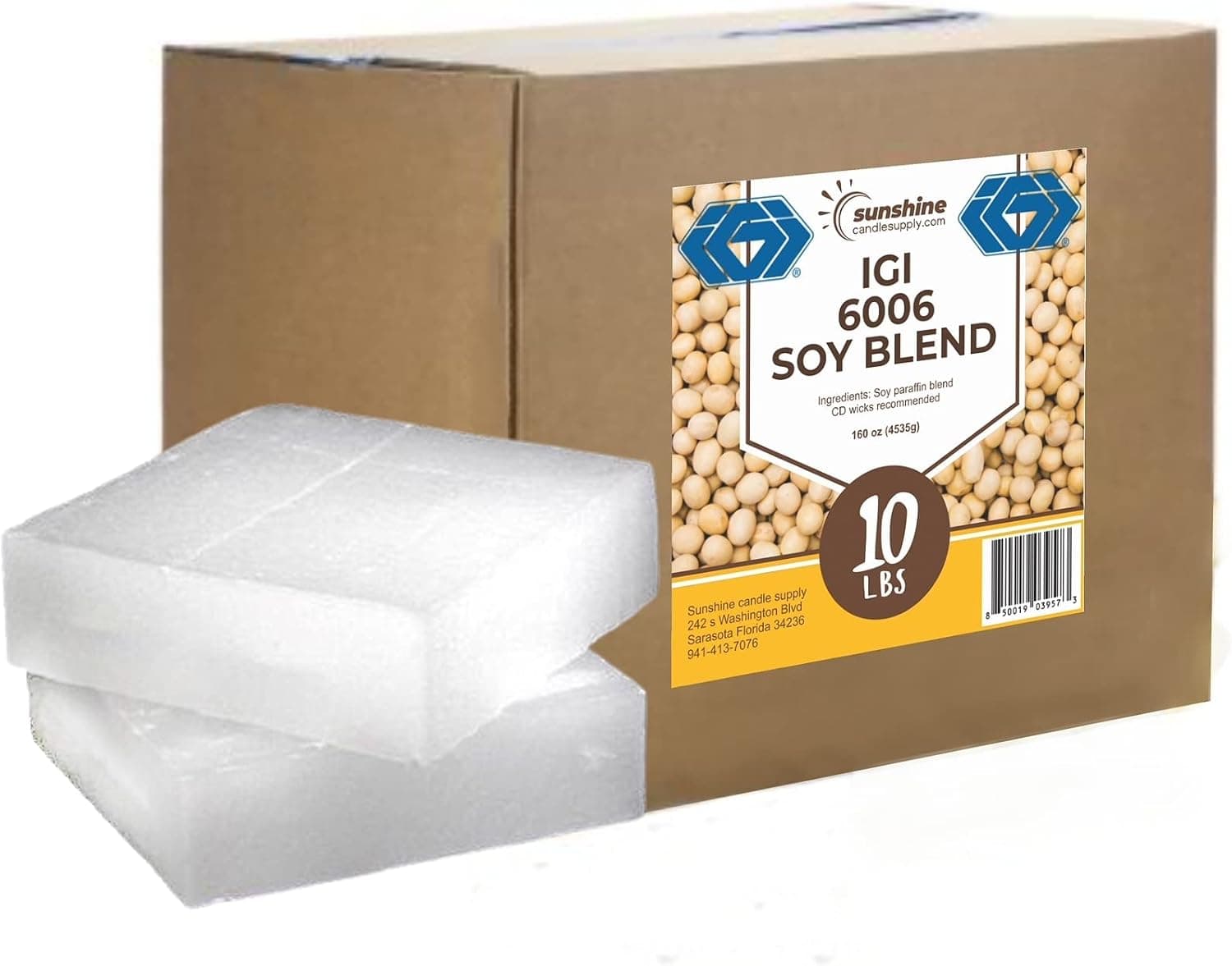 IGI 6006 Candle Wax, Paraffin Blend Wax, 10 Pound Block
