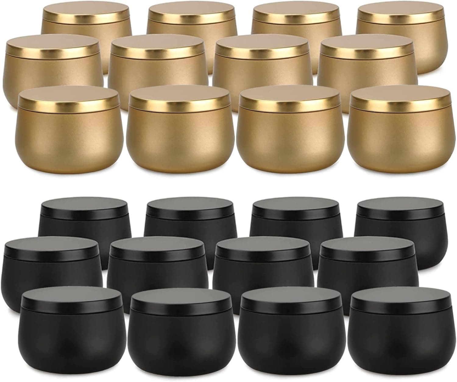 8oz Candle Tins 24 Pieces, Candle Jars Containers with Lids for Candle Making, Black 12PCS plus Gold 12PCS